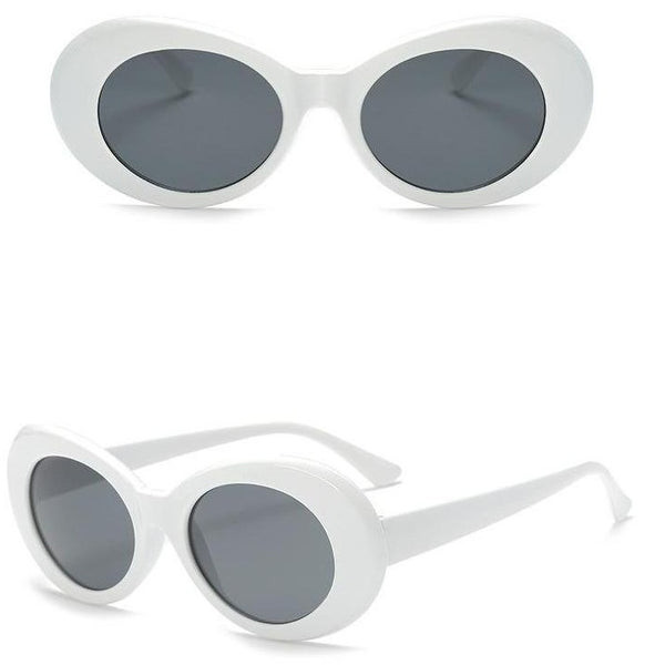 White Clout Glasses with black lens Front and Side